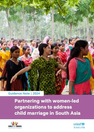 Guidance note cover showcasing women's leadership in the fight against child marriage in South Asia.